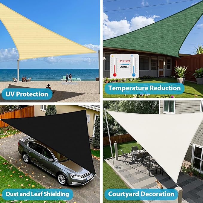 Amagenix Sun Shade Sail 32'X32'X32' Curved Edge Outdoor Shade Canopy Dark Green Breathable 95% UV Block Shade Cloth for Patio Garden Backyard (We Make Custom Size)