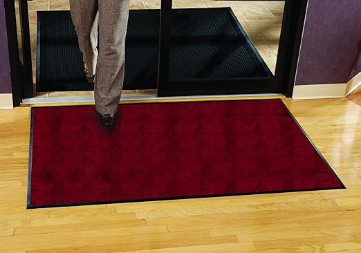 Guardian Platinum Series Indoor Wiper Floor Mat, Rubber with Nylon Carpet, 2'x9', Burgundy