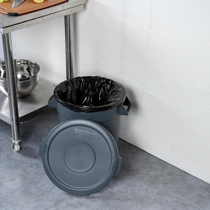 Restaurantware-LID ONLY: RW Clean Waste Container Lid, 1 Round Trash Can Cover - Waste Bin Sold Separately, For 10 Gallon Dustbin, Built-In Handle, Gray Plastic Garbage Can Cover, Heavy-Duty