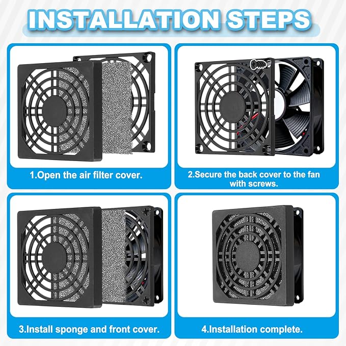 PATIKIL 70mm Fan Filter Grill, 6 Pcs Plastic Ventilation Dustproof Grill Cover Cooling Ventilator with Screws for Industry Workshop Computer Case Refrigerators Air Conditioning, Black