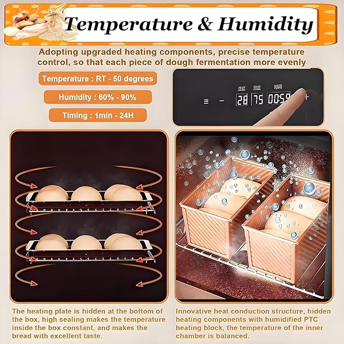 40L Electric Bread Proofing Box, Removable Dough Proofer with Timing & Humidity Control, Ideal for Yogurt & Bread Fermentation, Kitchen Essential for Baking Enthusiasts