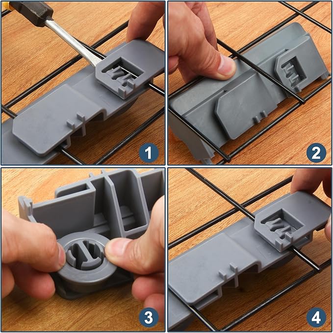 Dishwasher Rack Carrier and Roller Kit WD28X27241 Compatible with GE Dishwasher Lower Rack Wheel Assembly, Replaces WD12X10438 WD12X10439 WD12X10446