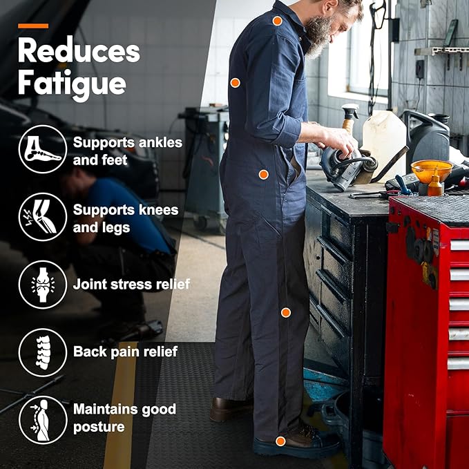 Anti Fatigue Mats Industrial 3' x 7' 15/16" Thick Ergonomic Standing Mat Commercial Kitchen Mat Heavy Duty Diamond Plate Cushioned Shop Floor Mats Helps Relieve Back and Leg Soreness