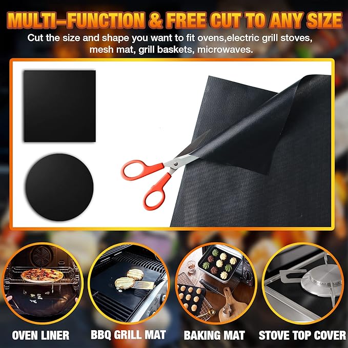 Oven Liners for Bottom of Oven/Electric Oven/Gas Oven/Toaster Oven/Air Fryer,Nonstick Heavy Duty Resuable Grill Mat PFOA Free Oven Mat Oven Protector Liner Baking Cooking Supplies,4 Pack,16x20 IN