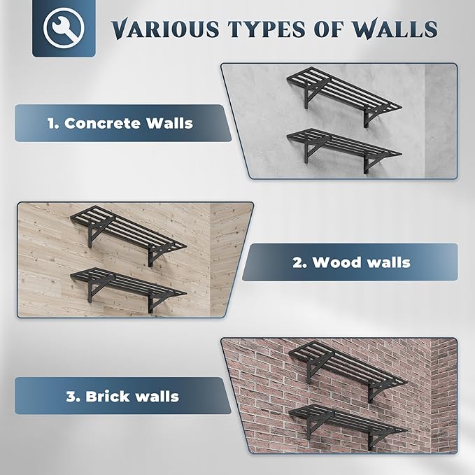 2-Pack 1x4ft Heavy Duty Garage Shelving, 1' x 4' Garage Wall Shelving Wall Mounted (2pack-1x4ft)