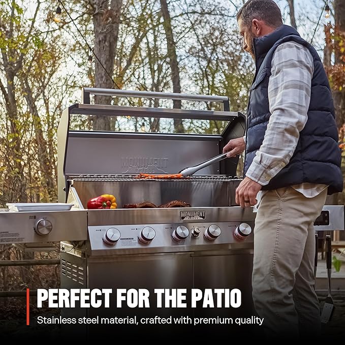 Monument Grills 6-Burner Convertible Natural Gas Smart bbq Grill Stainless Steel Denali 605 with BBQ Cover (Without Conversion Kit)