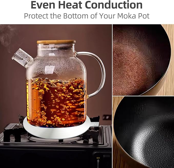 9.45 Inch Stainless Steel Induction Plate Adapter, Cooktop Heat Diffuser with Detachable Handle,Fire Diffuser for Electric or Gas Stove