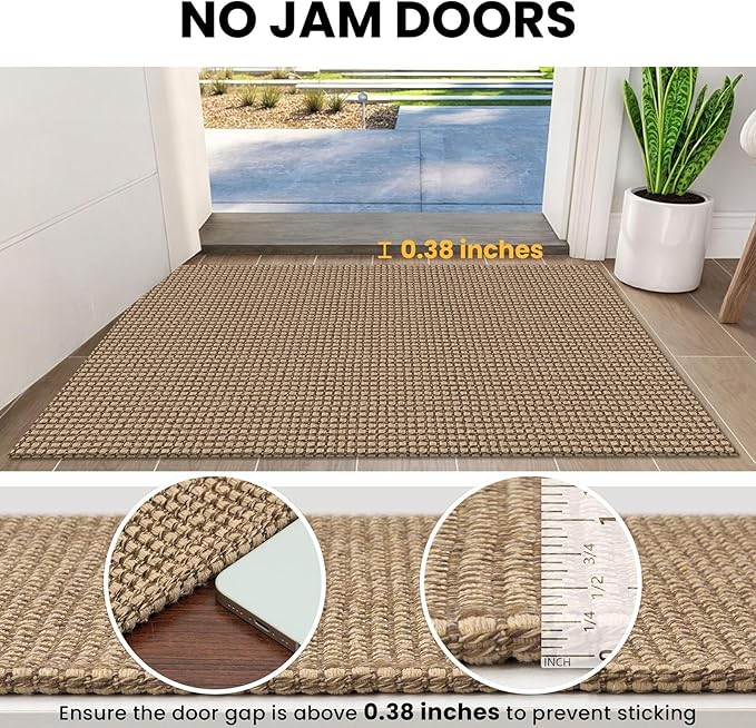IOHOUZE Washable Exrea Long Hallway Runner Rug 2.6x16 Rubber Backed Kitchen Runner Entryway Runner Indoor, Woven Rugs Floor Carpet for Kitchen Hall Entryway Stair, Orange/Tan/Brown