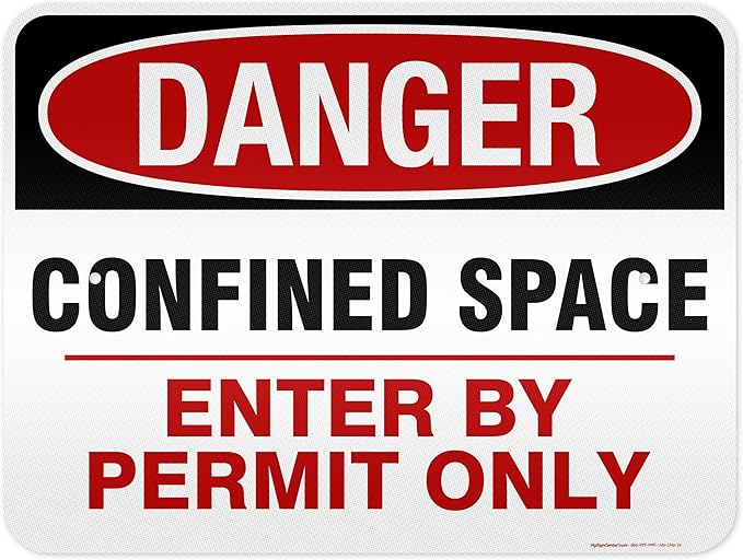 Danger Confined Space Enter By Permit Only Sign, 18x24 Inches, 3M EGP Reflective, Rust Free .080 Aluminum, Fade Resistant, Made in USA by My Sign Center