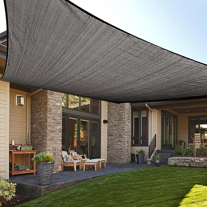 LOVE STORY Custom Size 8' x 18' Dark Grey Sun Shade Sail Canopy Commercial Rectangle Sail Shade Fabric for Patio Garden Backyard Pool (Customized)