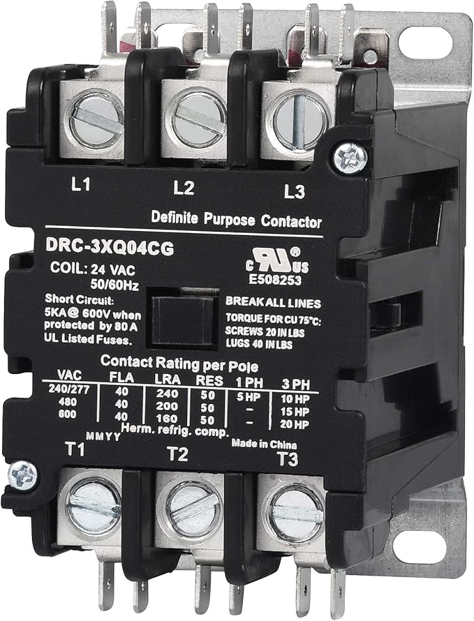 SunLee 3 Pole 40 Amp contactor 120V coil UL DP Contactor HVAC Contactor A2L Compliant 42CF35AF equivalent