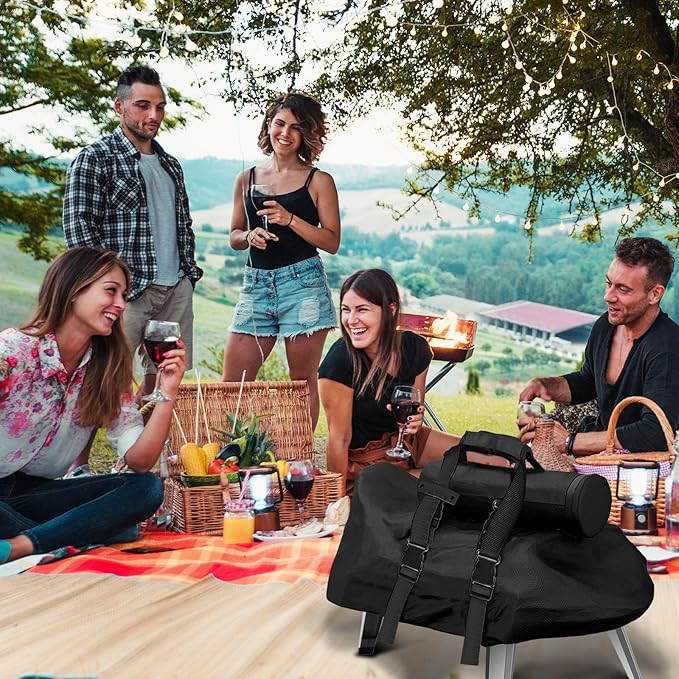 Carry Cover for Ooni Karu 12, Waterproof Pizza Oven Grill Cover with Chimney Bag for Outdoor, Heavy Duty Portable Outside Dust Pizza Oven Accessories with Adjustable Straps Easy to Clean, Black