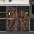 Barn Wooden Door Magnet Dishwasher Cover Panel Magnetic Sticker, Vintage Wooden Door Magnetic Skin Cover for Dishwasher Refrigerator Cabinets (23" x 26" Magnetic)