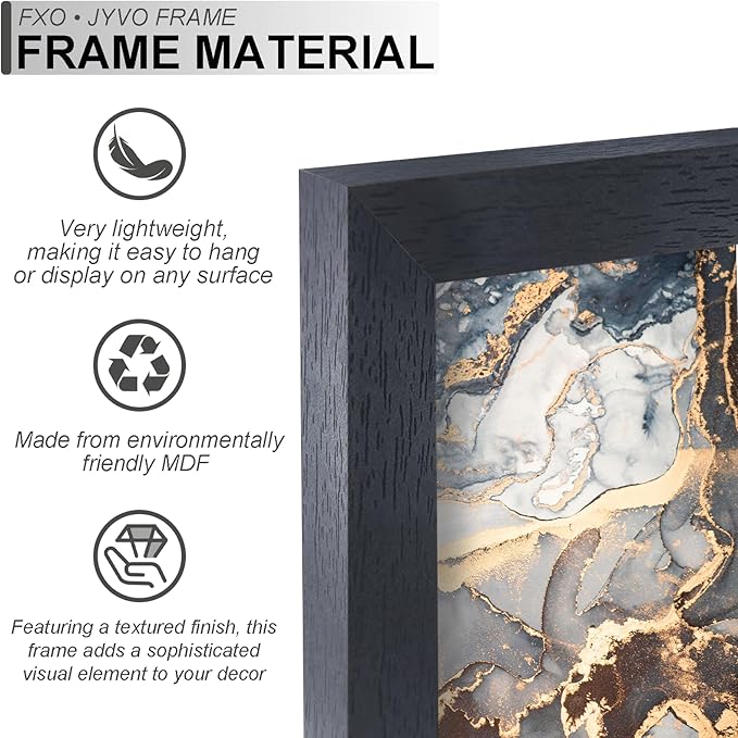 Engineered Wood 14x20 Picture Frame Set of 6, Black Frame for 14 x 20 Inch Picture Poster Photo, Light Weight 14 by 20 Frame with Wood-grain for Wall - 6 Pack/Black/14 x20