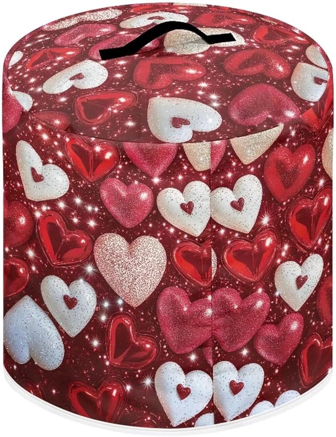 Love Balloon Rice Cooker Cover Valentine's Day Decoration Pressure Cooker Covers Round Protection Bag with Pocket & Handle for Electric Pressure Cooker Air Fryer