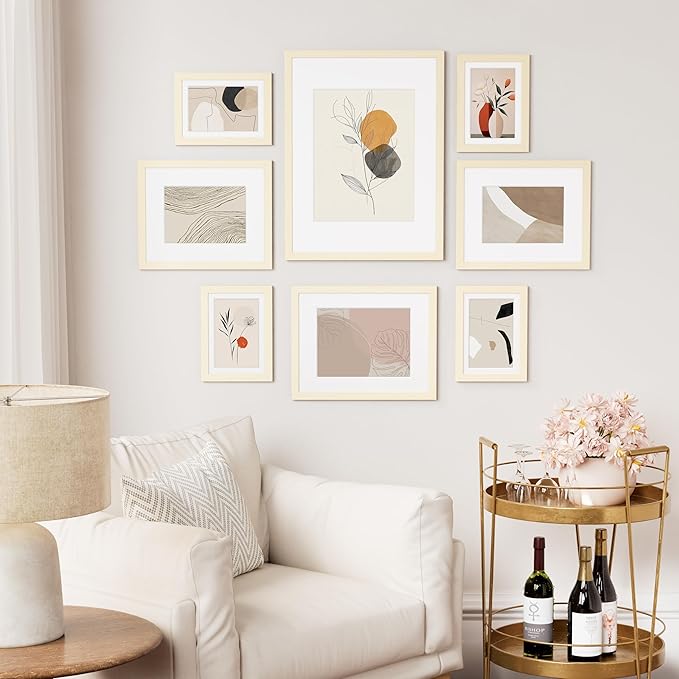 Vittanly 11x14 Picture Frame Set of 2, Solid Wood Frame for Wall Art Photo and Prints, Display Photo 8x10 with Mat or 11x14 without Mat, White