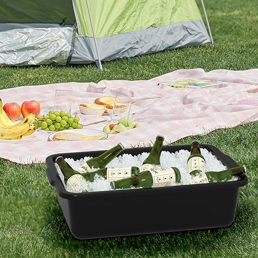 24 L Black Food Service Bus Tub, Plastic Commercial Bus Tubs, 6 Packs
