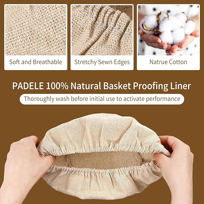 6 Packs Oval Banneton Cloth Liner for Bread Sourdough Proofing，10 inches，Natural Rattan Bread Proofing Cover for Banneton Basket Homemade Baking Dough（Basket Not Included）