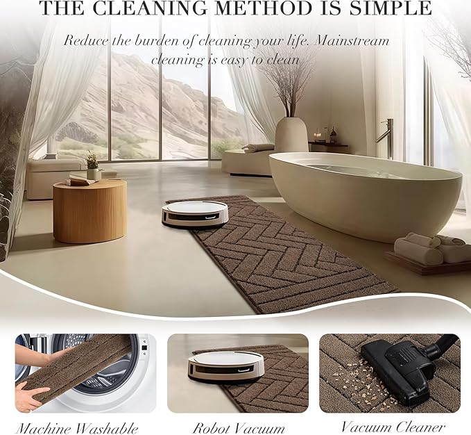 hicorfe Indoor Doormat,Front Back Door Mat Rubber Backing Non Slip Door Mats 24"x59" Absorbent Resist Dirt Entrance Doormat Inside Floor Mats for Entryway Washable Low-Profile(Camel)