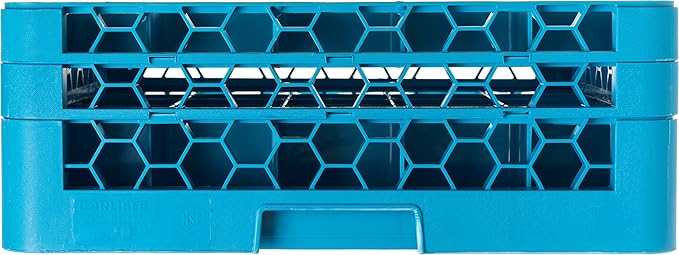 Carlisle FoodService Products OptiClean Plastic 25-Compartment Divided Glass Rack with Extender, Blue, (Pack of 3)