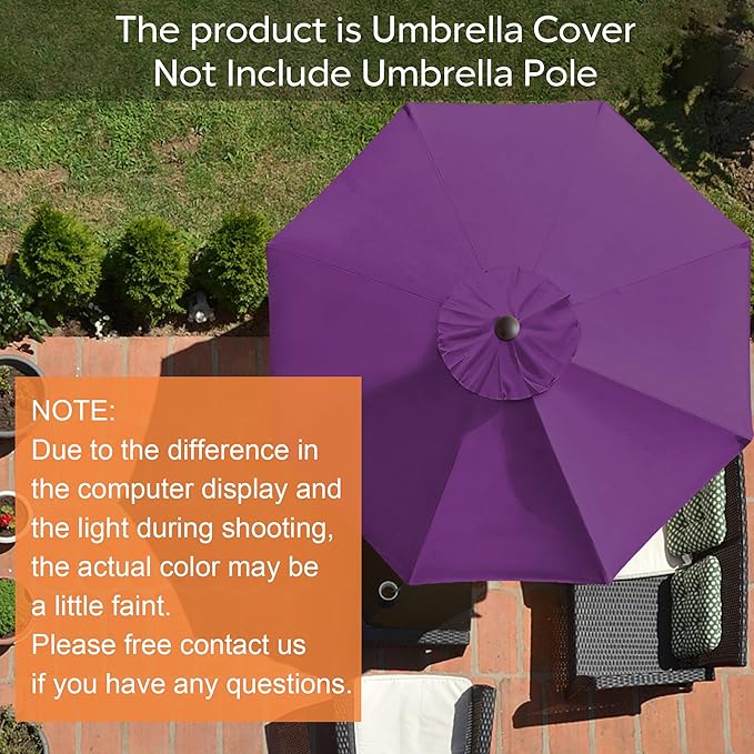 EliteShade USA 9FT Patio Umbrella Replacement Covers 8 Ribs Market Umbrella Canopy Cover (CANOPY ONLY) (Purple)