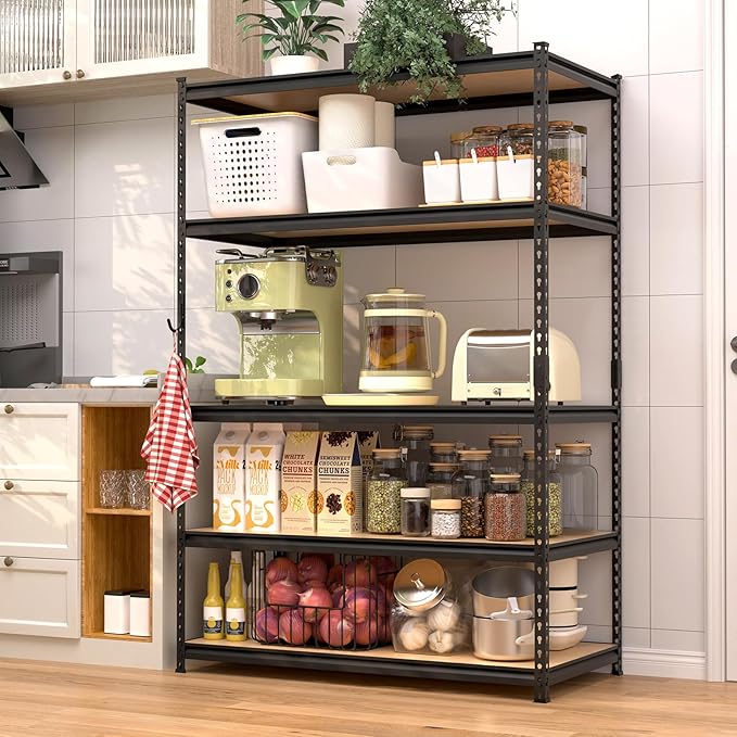 DYNALOAD 4000 Lbs Heavy Duty Garage Shelving, 5-Tier Adjustable Metal Storage Shelves, Boltless Steel Utility Rack for Garage Basement Warehouse, 48" W x 24" D x 72" H