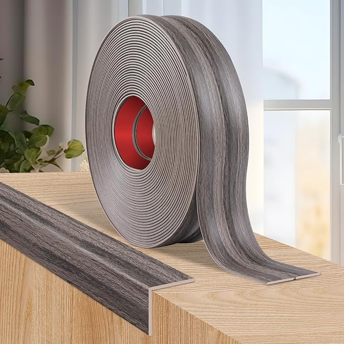 Flexible Wall Corner Protector Moulding Trim Peel and Stick Wall Corner Guards Edge Protector Self Adhesive Molding Trim Strip for Edge Ceiling (Brown Walnut Wood Grain, 0.8 in x 20 Ft)