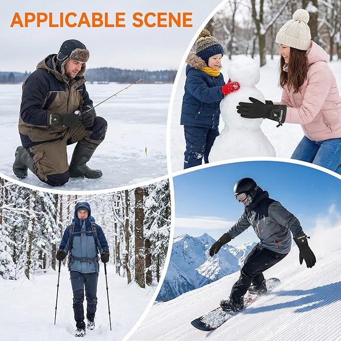 Heated Glove Liners Men Women,Rechargeable Battery Heated Motorcycle Ski Snow Warmer Gloves