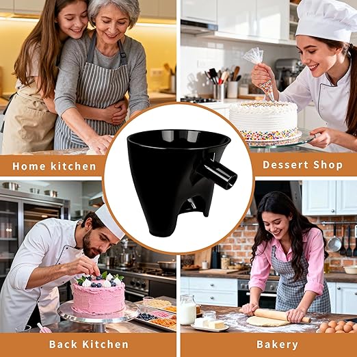 Flour Funnel for Kitchen Aid Mixer, Mess-Free Pouring Flour Funnel for Stand Mixer, Fits Artisan KSM150 5 Quart Tilt-Head for Egg Liquid and Both Flour, Durable Baking Kitchen Accessories (Black)
