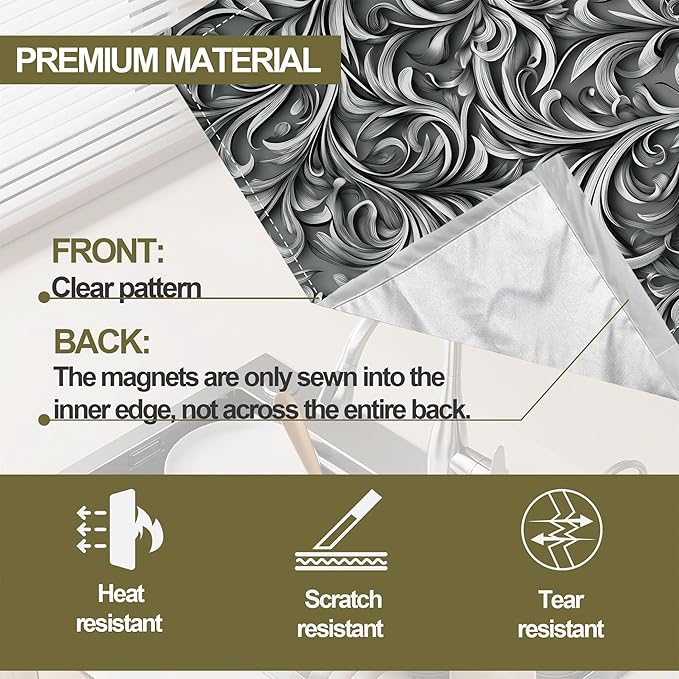 Black Vines Dishwasher Magnet Cover,Silver Foil Kitchen Decor Waterproof Refrigerator Magnet Appliance Cover Protector,23Wx26H Inches