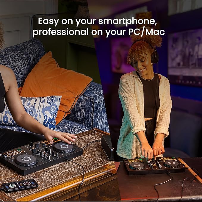 Pioneer DJ AlphaTheta DDJ-FLX2 Compact 2-Channel DJ Controller Bundle with Laptop Stand, Headphones, and Austin Bazaar Polishing Cloth