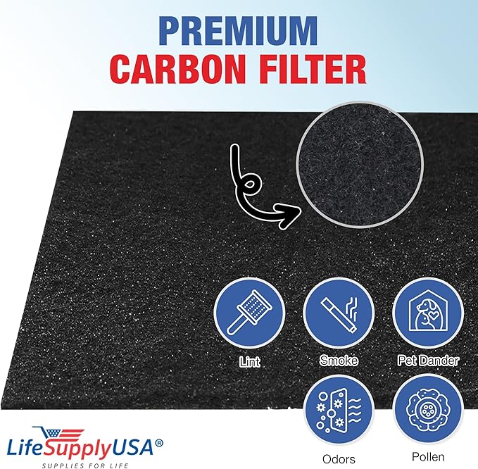 Cut to Fit Activated Carbon Filter Sheet 10x49" Compatible with Honeywell Furnace HVAC, Universal Air Purifier Charcoal Filter Roll for HVAC, AC, Window, Range Hood by LifeSupplyUSA