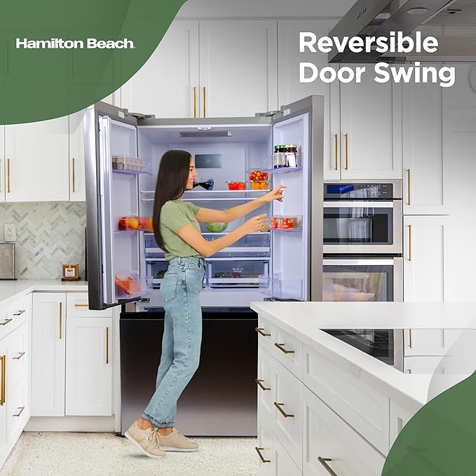 Hamilton Beach HBF2067 French Door Full Size Refrigerator with Freezer Drawer, 20.3 cu ft, Stainless Steel