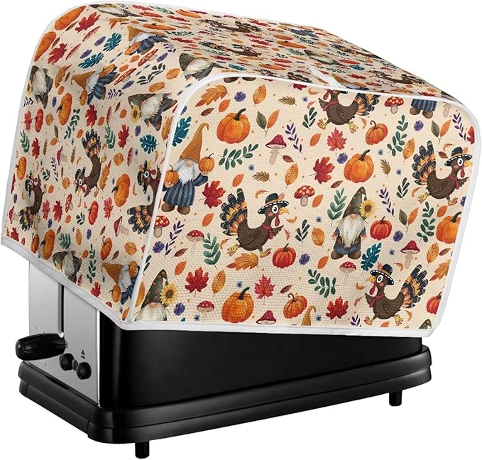 UNICEU Fall Pumpkin Turkey Toaster Covers 2 Slice Bread Maker Dust Cover Kitchen Small Appliance Dust Protector Thankgiving Day Gift