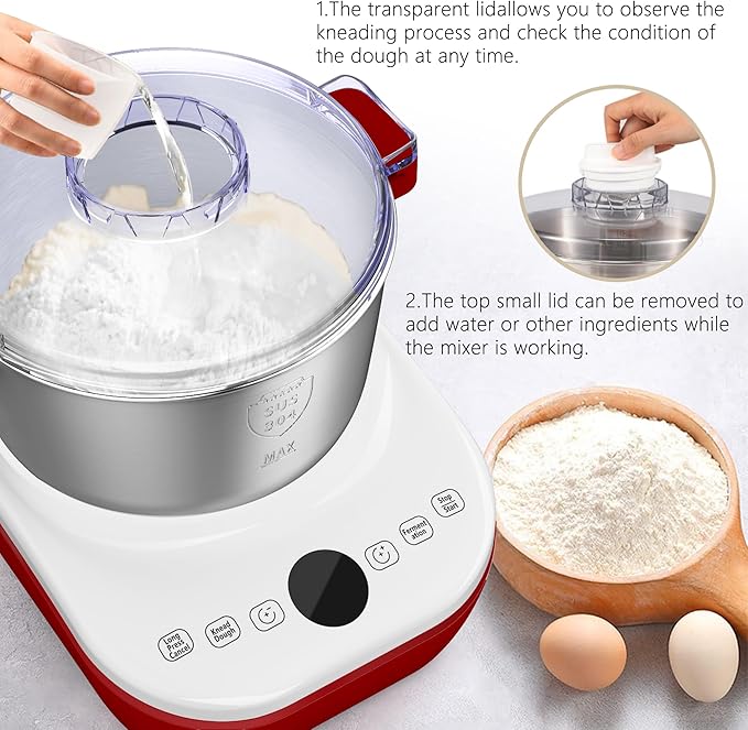 AIZIYO DoughChief, 7.4QT Dough Mixer, Dough Maker with Ferment Function, Bread Maker with 304 Stainless Steel Bowl, Removeable lid, Touch Panel Control, Proofing Box for Pizza & Bread