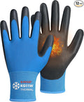 KAYGO Winter Work Gloves for Men and Women, 12 Pairs Thermal Insulated Safety Work Gloves PU Coated, Smooth Grip on Palm & Fingers,Ideal for Freezer Work,Blue,M