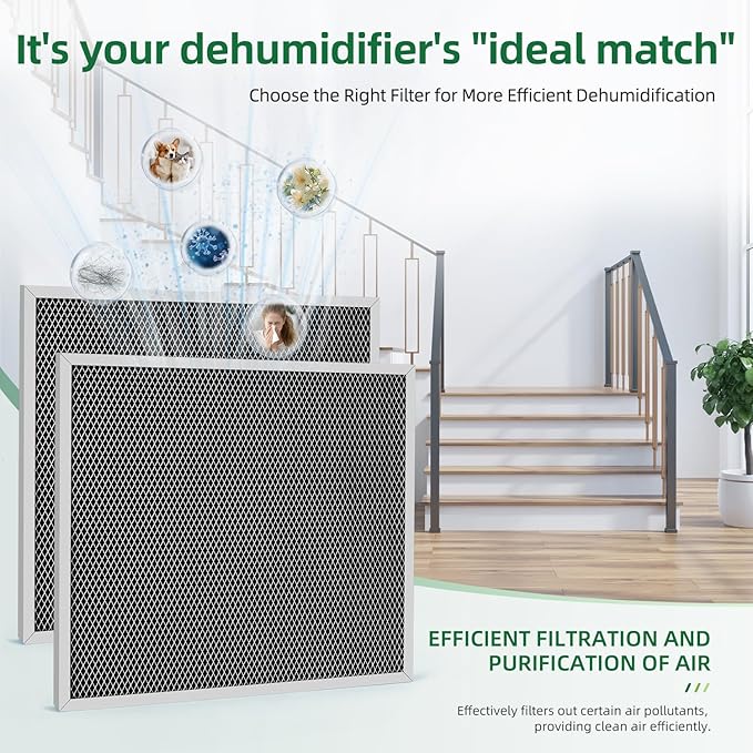 5443 Washable Dehumidifier Filter MERV 8 Compatible with Aprilaire Whole-House Dehumidifiers Models 1830 1850 1852 and Ventilation Models 8191 8192,10x12x1,2 Pack