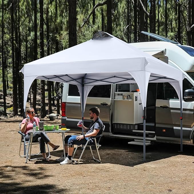 COOSHADE Pop Up Canopy Tent, 10x10 Easy Setup Instant Canopy Sun Shelter Beach Tent, Portable Sports, White