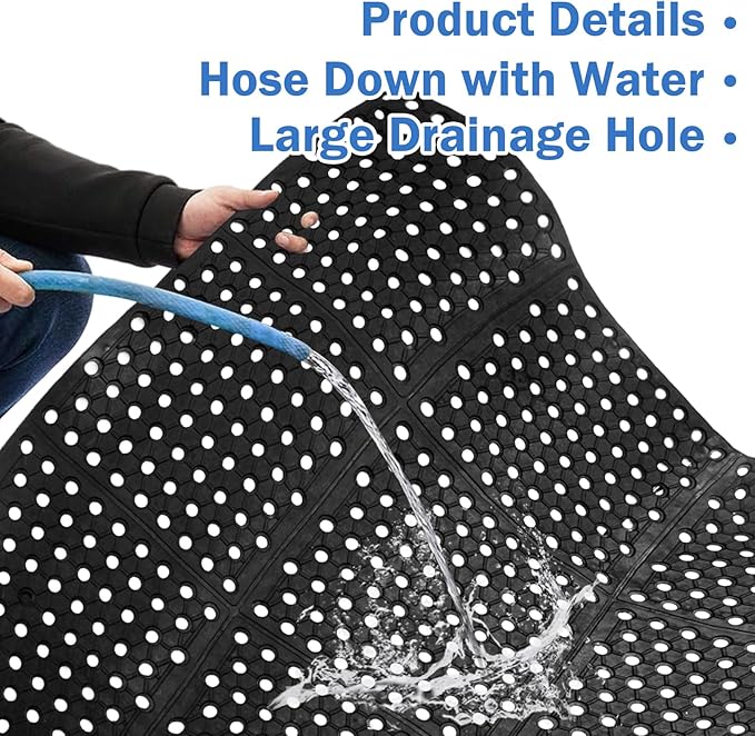 tonchean 82'' x 35'' Commercial Floor Mat, Heavy Duty Kitchen Eubber Mats for Floor, Anti-Fatigue Drainage Mats for Restaurant, Bar, Hotel, Industrial Wet Areas