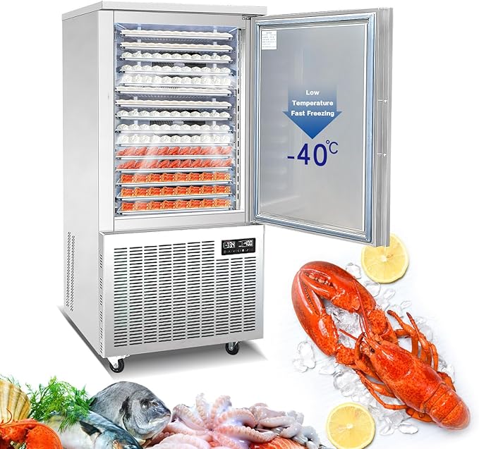 Kolice Commercial Heavy Duty 220Volts 15 Trays Blast Chiller& Freezer, Flash Freezer with Food Probe to Detect Cord Temperature of Food,Lowest temp: -40°F for Restaurants,Canteens,Schools,Hotels