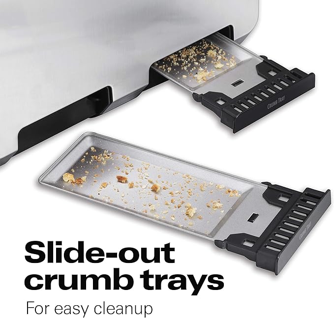Hamilton Beach 4 Slice Toaster with Extra-Wide Slots, Bagel Setting, Toast Boost, Slide-Out Crumb Tray, Auto-Shutoff & Cancel Button, Digital with Defrost Function, Stainless Steel (24796)