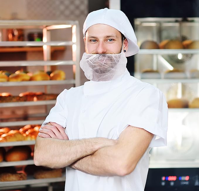 ProtectX Disposable Beard Covers Protector, Disposable Bouffant Beard Net 19x9 inch - White 100 Pack