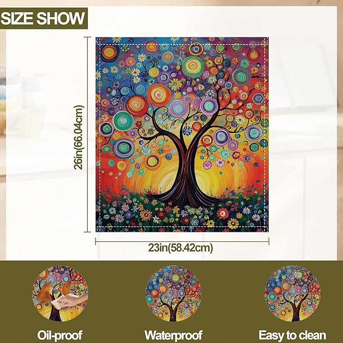 Magnetic Dishwasher Cover,Tree of Life Reusable Dishwasher Magnetic Cover Flowers Decorative Door Covers Panel for Home Kitcen 23" x 26"