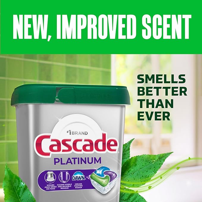 Cascade Platinum Dishwasher Pods, Dishwasher Detergent, Dish Detergent Soap, Fresh, 12 count