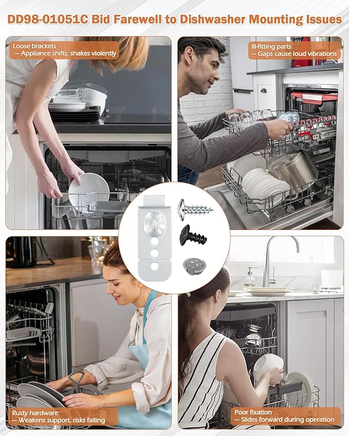IWIWE DD98-01051C Dishwasher Installation Bracket Kit (4 Pack) – Compatible with Samsung Dishwasher Mounting Bracket DW80M/DW80R Series (DW80R9950US, DW80R9950UG, DW80R7061US)