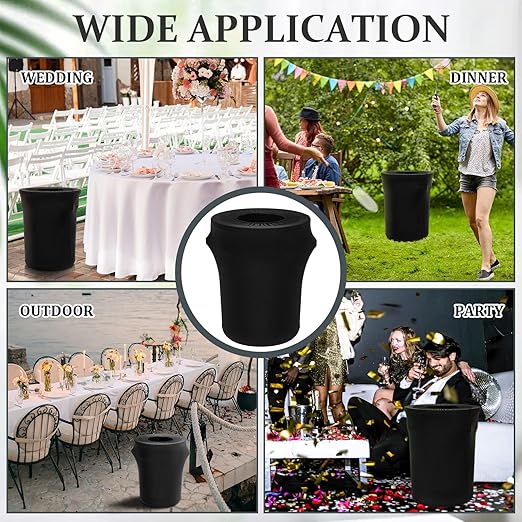 Tanlade 32 Gallon Stretch Trash Can Spandex Cover Outdoor Waste Garbage Can Spandex Covers for Indoor Kitchen Outdoor Round Waste Container Bin, Without Trash Bin(Black,2 Pcs)