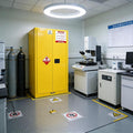 392 Gal Flammable Liquid Storage Cabinet with 3-Point Locking System and Adjustable Galvanized Shelves, for Laboratory, Factory Workshop Hazardous Material Storage, OSHA Compliant Yellow