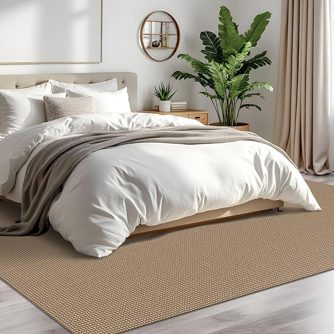 IOHOUZE Washable Area Rug 6x9 Non Slip Rubber Backed Woven Rugs for Living Room, Dining Room Rugs Bedroom Rug, Floor Carpet for Living Room Nursery Office, Orange/Tan/Brown