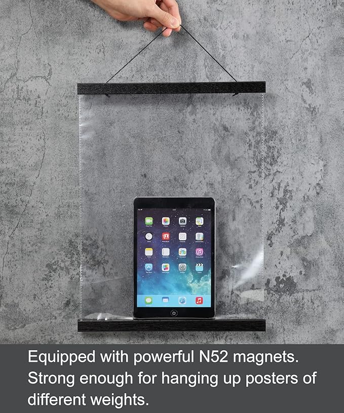 FALAMON 3 Pack Magnetic Poster Hanger Frame, Magnet Poster Frame for Posters, Prints, Photos, Pictures, Maps, Scrolls, and Canvas Artwork (Black, 8")