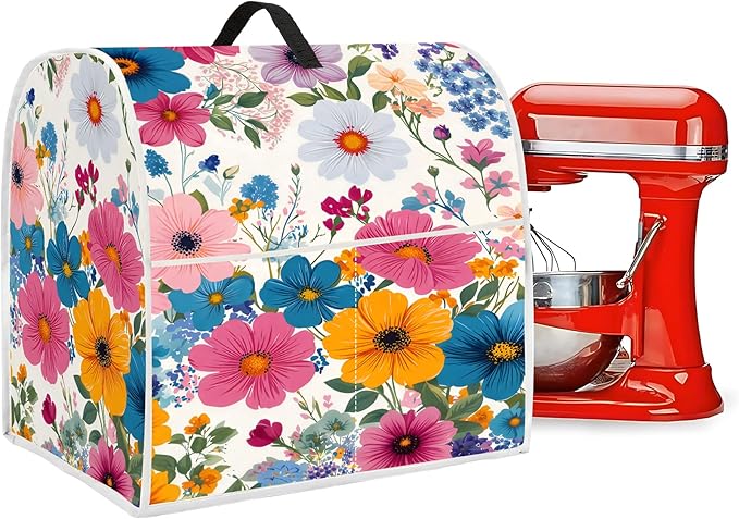 Mixer Dust Cover for 6-8 Qt Stand Mixer, Cloth Cover with 2 Storage Pockets for Stand Mixer Protective Covers Large for 6-8 Quart Mixer